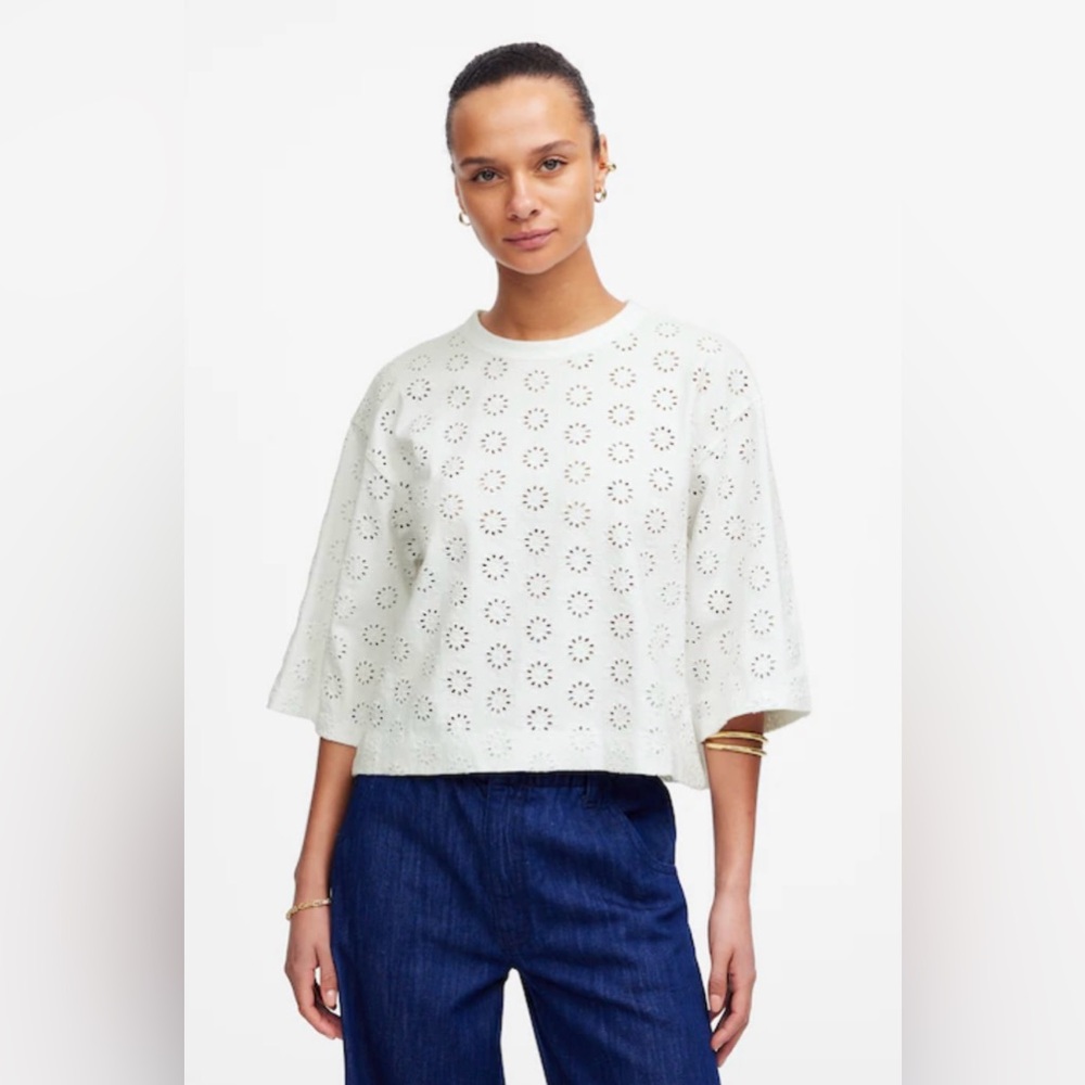 Madewell embroidered wide sleeves boxy tee